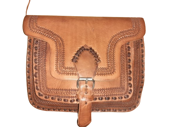 Bolso grande de cuero labrado con hebilla