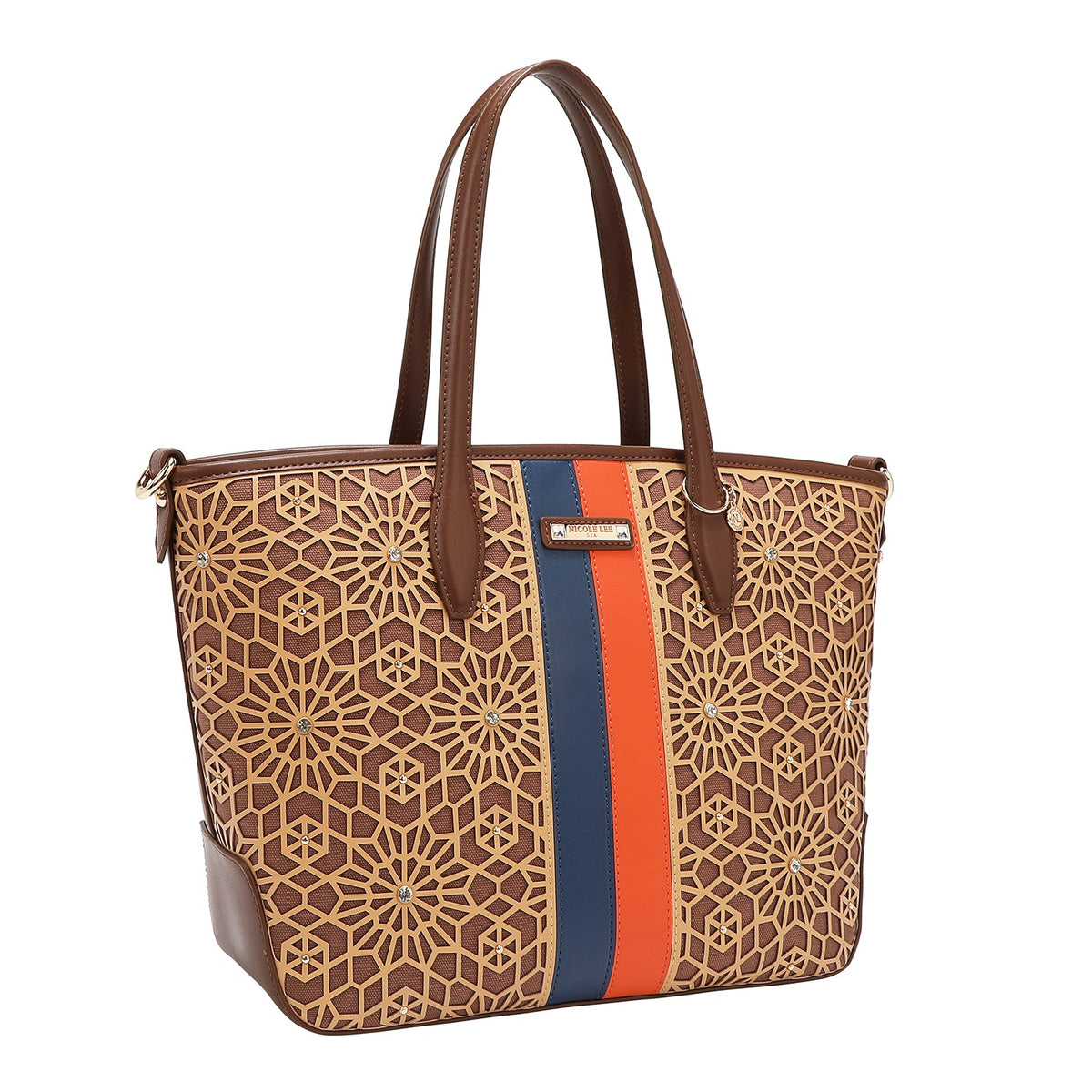 Bolso shopper geométrico marrón Nicole Lee (MARRON)