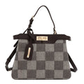 BOLSO DE MANO CHIC CON CUADROS (MARRON)