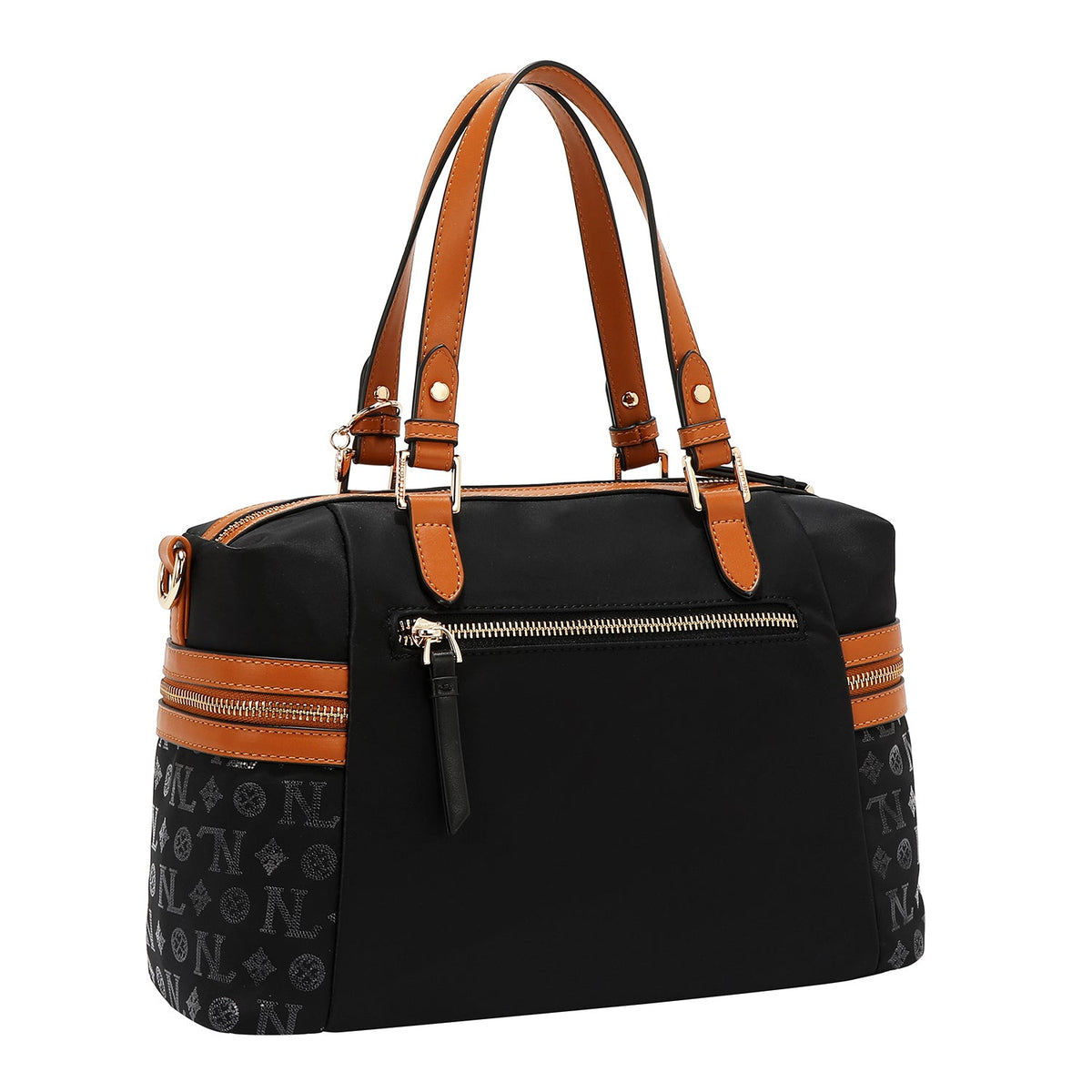 BOLSO SATCHEL CON LOGOTIPO MONOGRAMA (NEGRO)