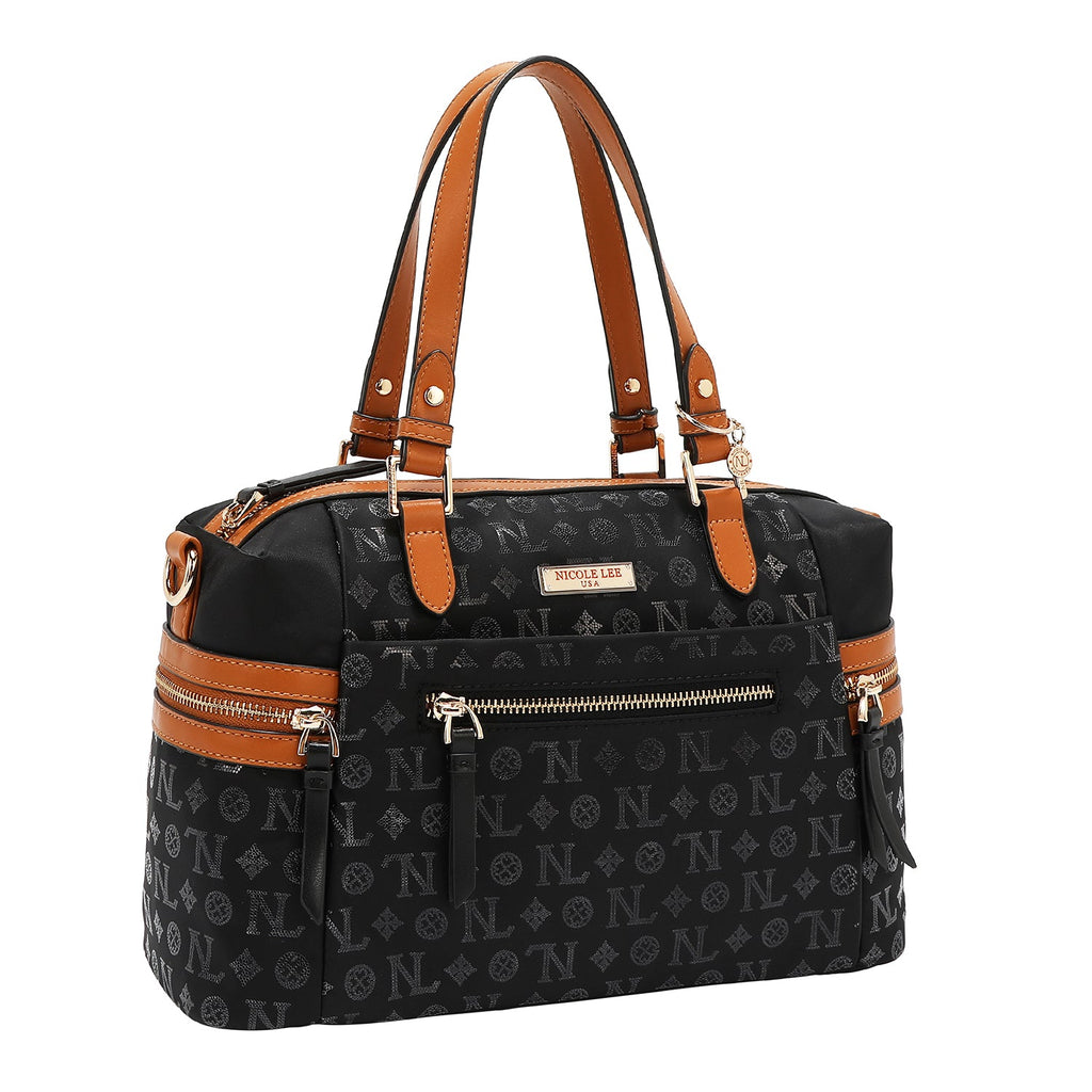 BOLSO SATCHEL CON LOGOTIPO MONOGRAMA (NEGRO)
