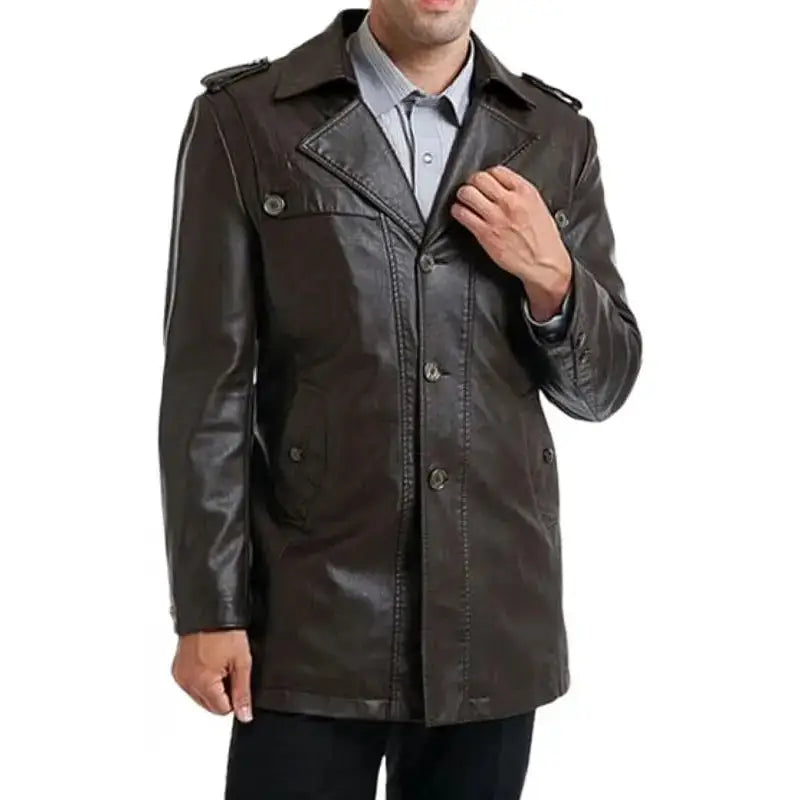 Men’s Black Motorcycle Leather Coat